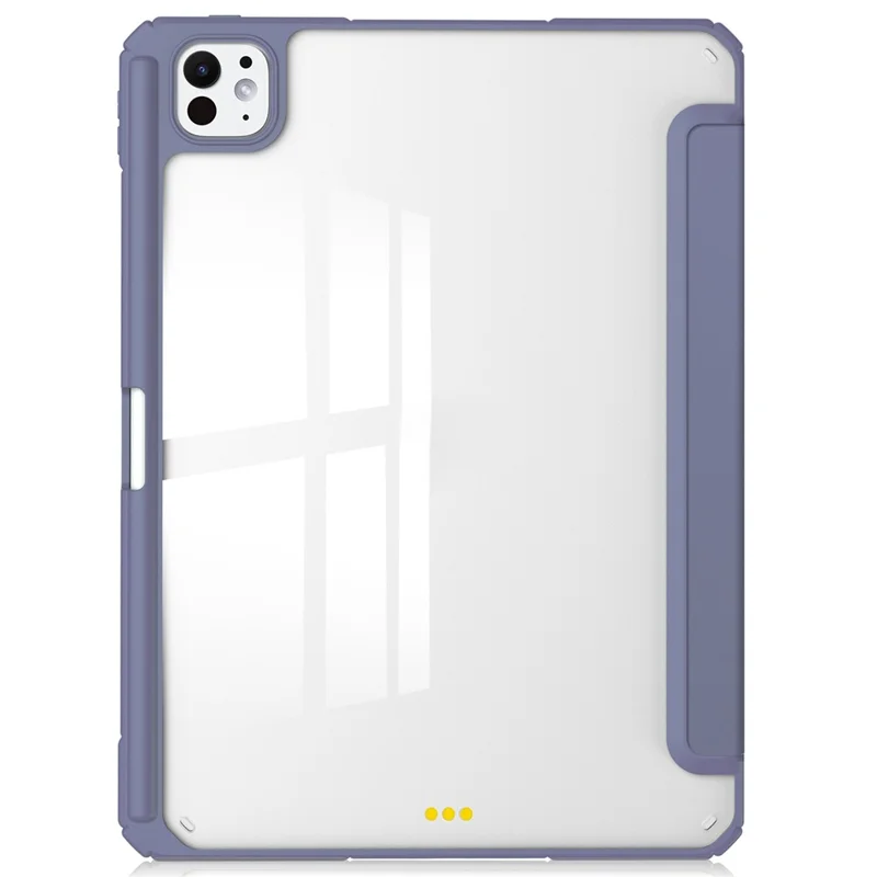 For iPad Pro 13 (2025) / 13 (2024) Case with Pen Slot PU Leather Clear Auto Wake Sleep Tablet Shell - Purple