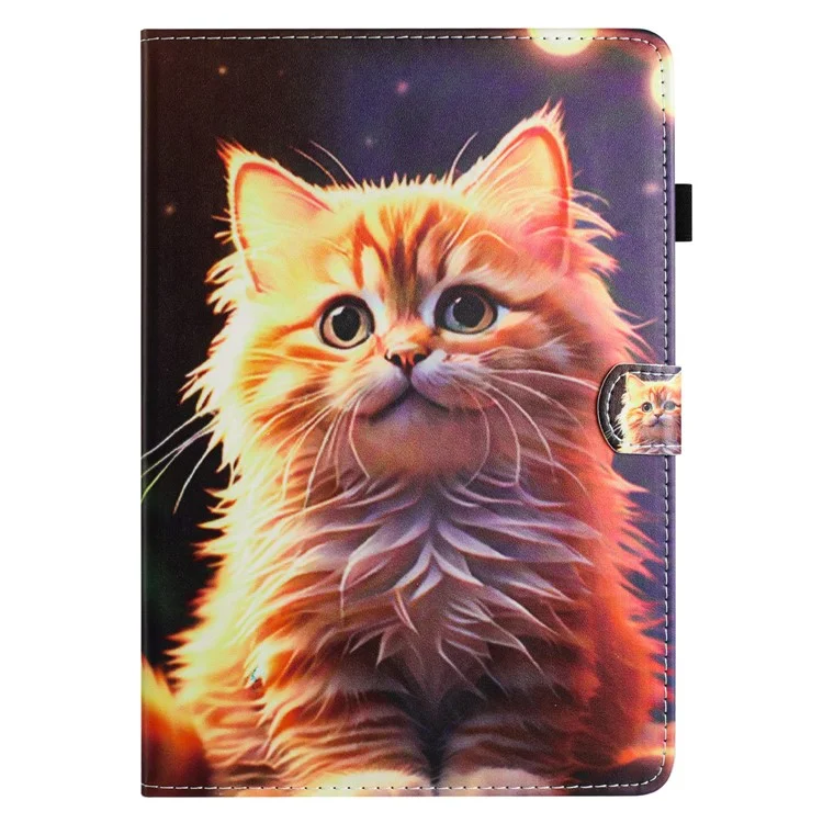 Для iPad mini (2024) / mini (2021) Чехол-держатель для карточек с узором Горизонтальная подставка Кожаная обложка для планшета - Кот