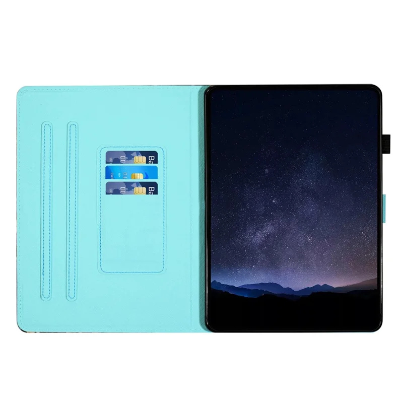 For iPad mini (2024) / mini (2021) Card Holder Case Pattern Printing Horizontal Stand Tablet Leather Cover - Owl
