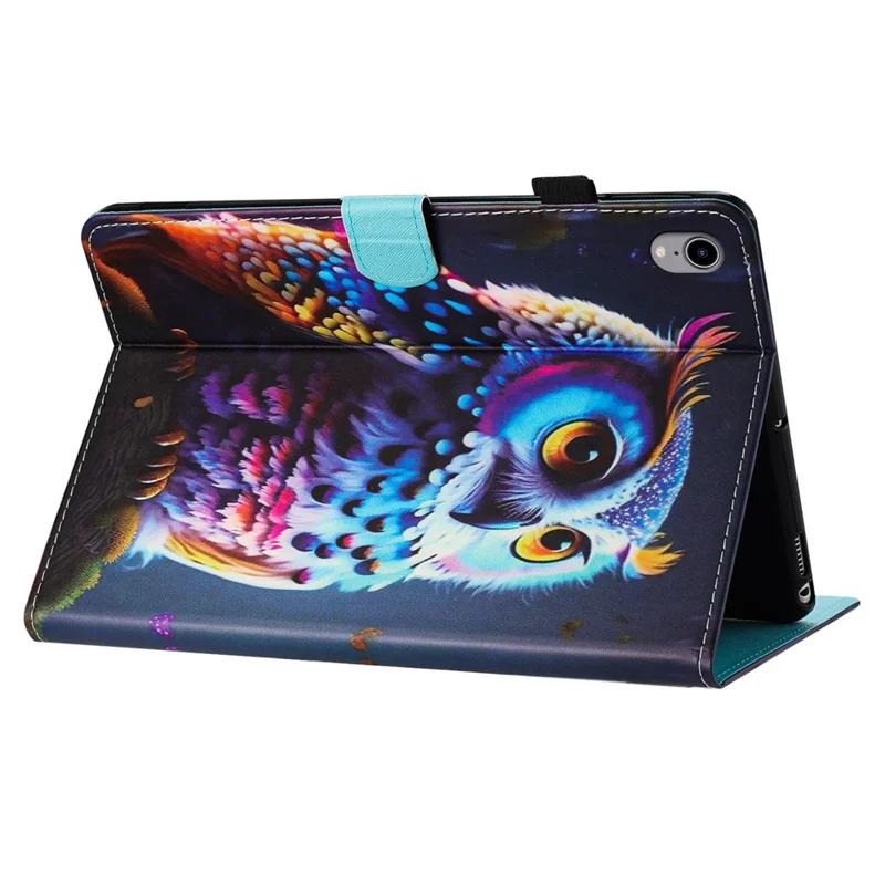 For iPad mini (2024) / mini (2021) Card Holder Case Pattern Printing Horizontal Stand Tablet Leather Cover - Owl