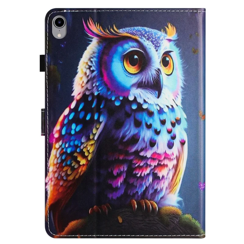For iPad mini (2024) / mini (2021) Card Holder Case Pattern Printing Horizontal Stand Tablet Leather Cover - Owl