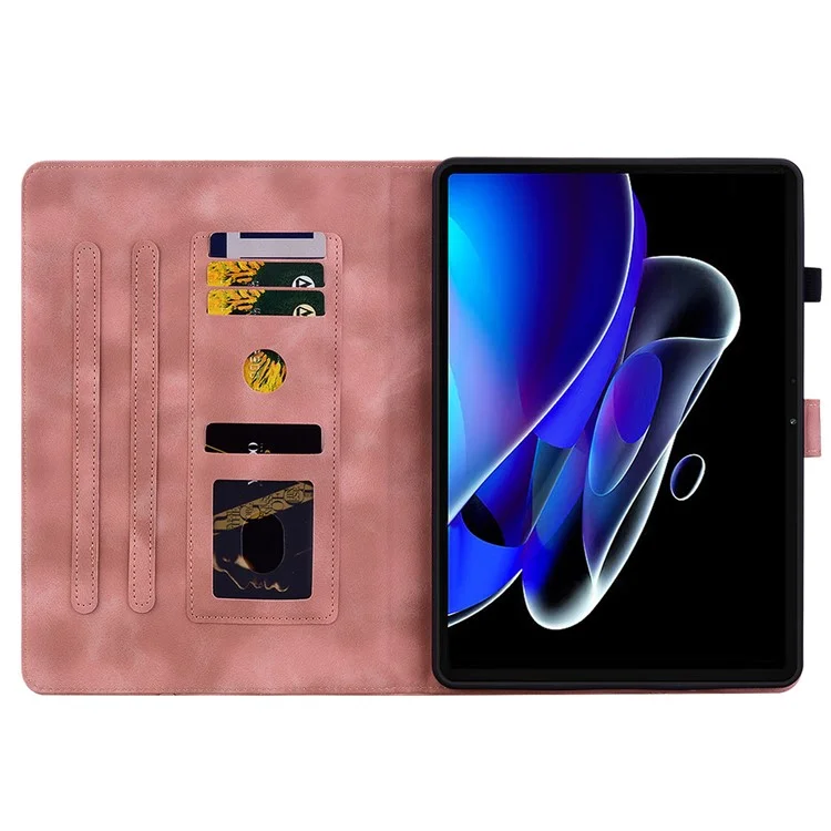 Für Realme Pad X-Hülle Lily Flower Imprint Leder stoßfeste Tablet-Hülle mit Kartenfach - Pink