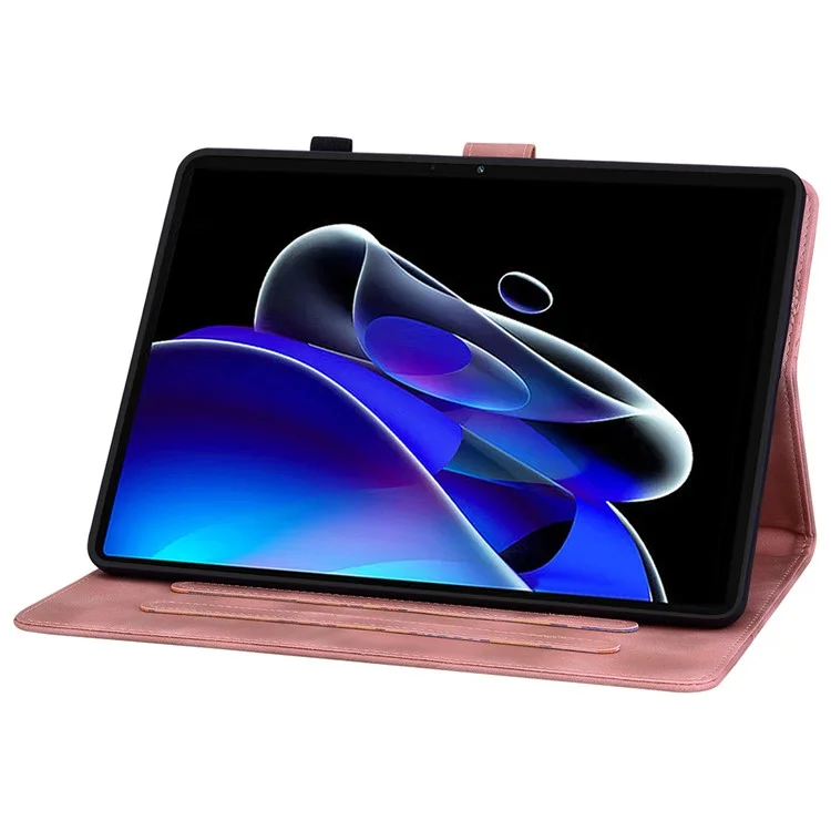 Für Realme Pad X-Hülle Lily Flower Imprint Leder stoßfeste Tablet-Hülle mit Kartenfach - Pink