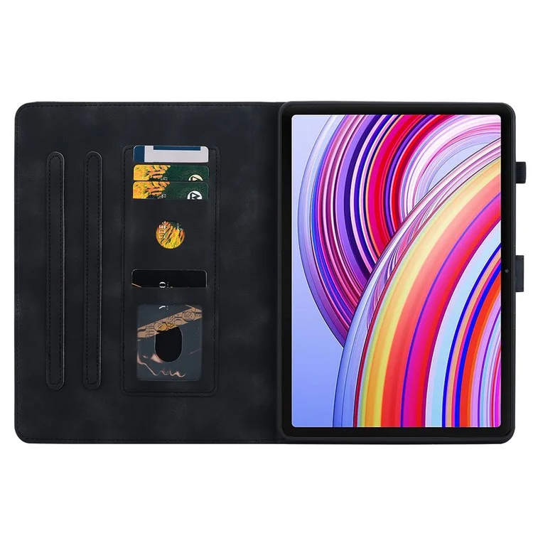 For Xiaomi Redmi Pad Pro / Redmi Pad Pro 5G / Poco Pad Shockproof Case Lily Flower Imprint Leather Tablet Cover - Black