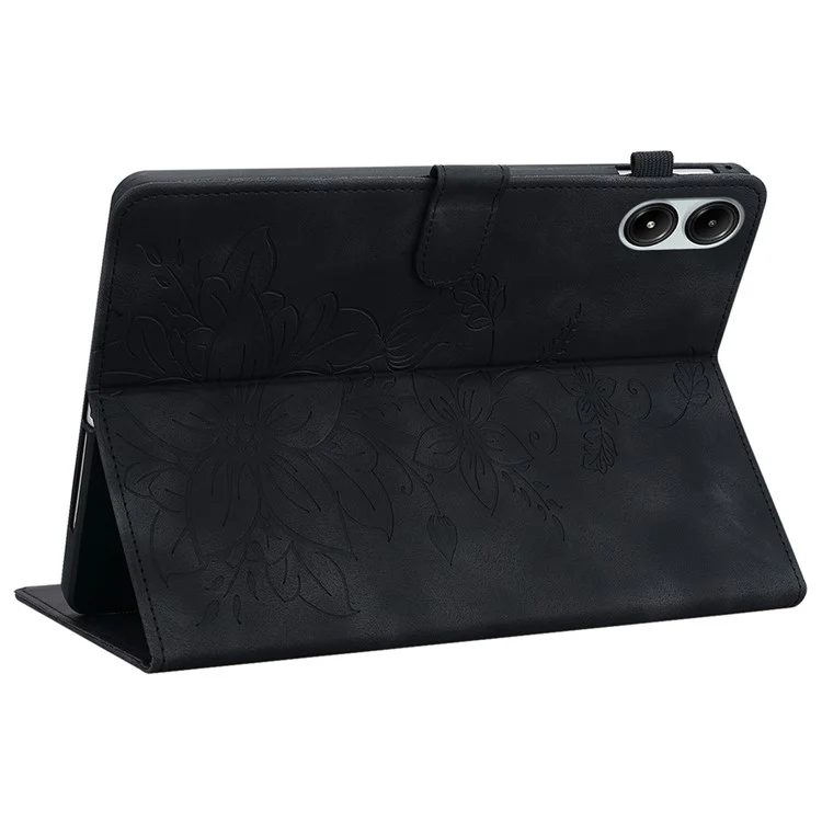 For Xiaomi Redmi Pad Pro / Redmi Pad Pro 5G / Poco Pad Shockproof Case Lily Flower Imprint Leather Tablet Cover - Black