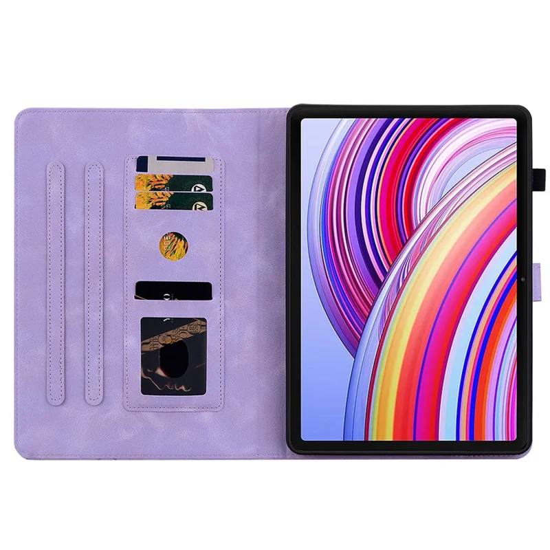 For Xiaomi Redmi Pad Pro / Redmi Pad Pro 5G / Poco Pad Shockproof Case Lily Flower Imprint Leather Tablet Cover - Purple
