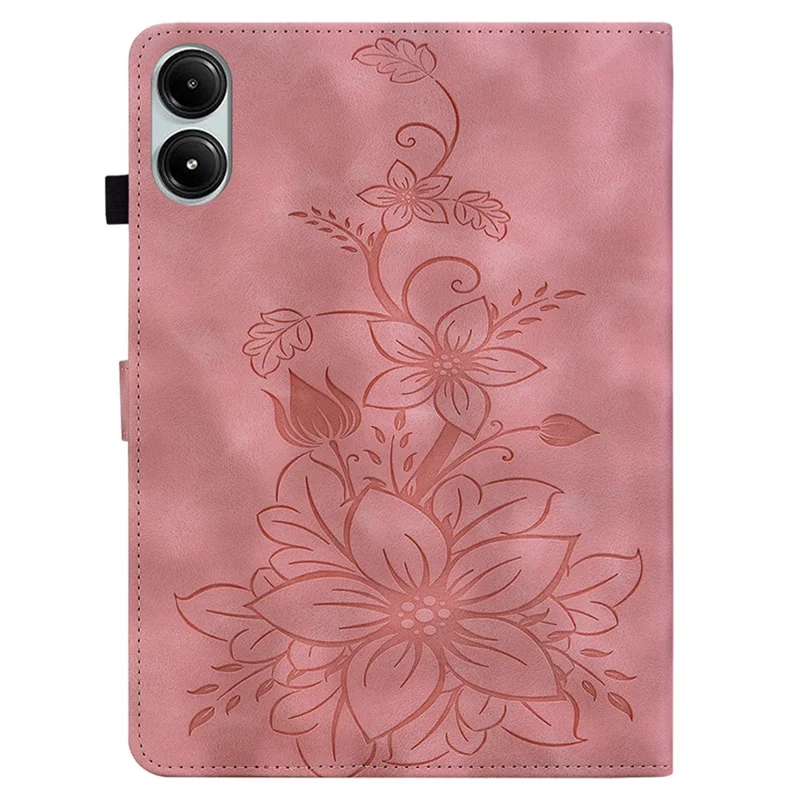 للهاتف Xiaomi Redmi Pad Pro / Redmi Pad Pro 5G / Poco Pad غطاء واقي من الصدمات بنمط زهرة الزنبق جلد لون وردي