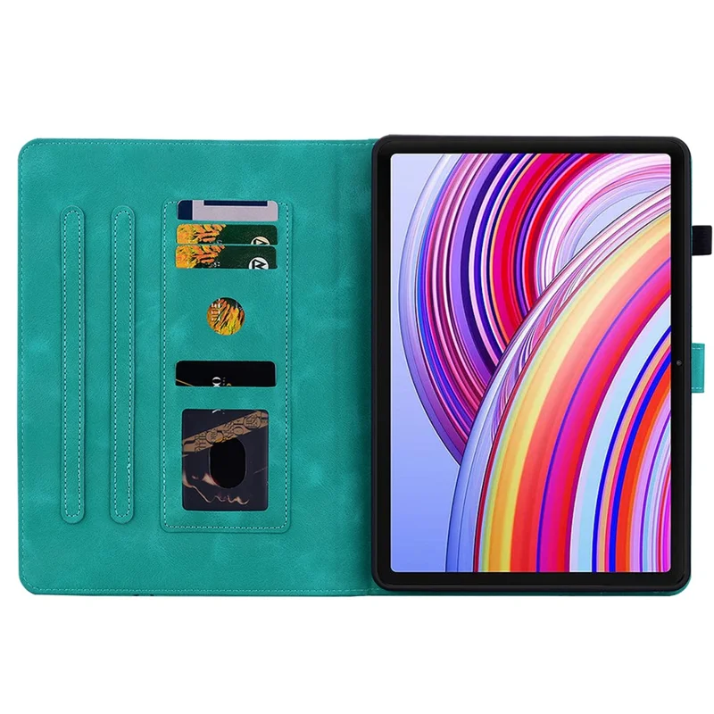 For Xiaomi Redmi Pad Pro / Redmi Pad Pro 5G / Poco Pad Shockproof Case Lily Flower Imprint Leather Tablet Cover - Green