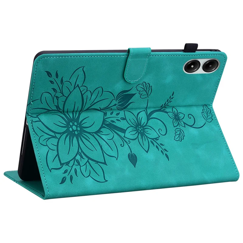 For Xiaomi Redmi Pad Pro / Redmi Pad Pro 5G / Poco Pad Shockproof Case Lily Flower Imprint Leather Tablet Cover - Green