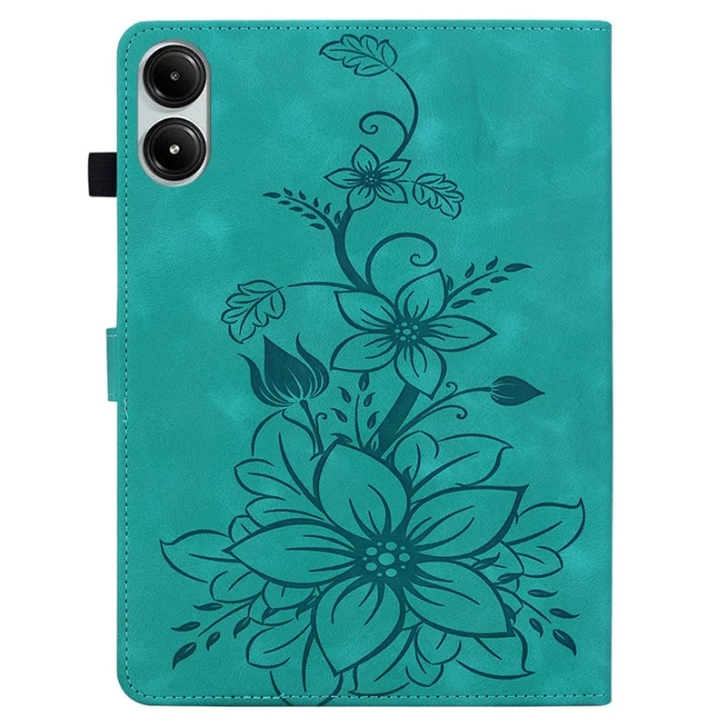 For Xiaomi Redmi Pad Pro / Redmi Pad Pro 5G / Poco Pad Shockproof Case Lily Flower Imprint Leather Tablet Cover - Green