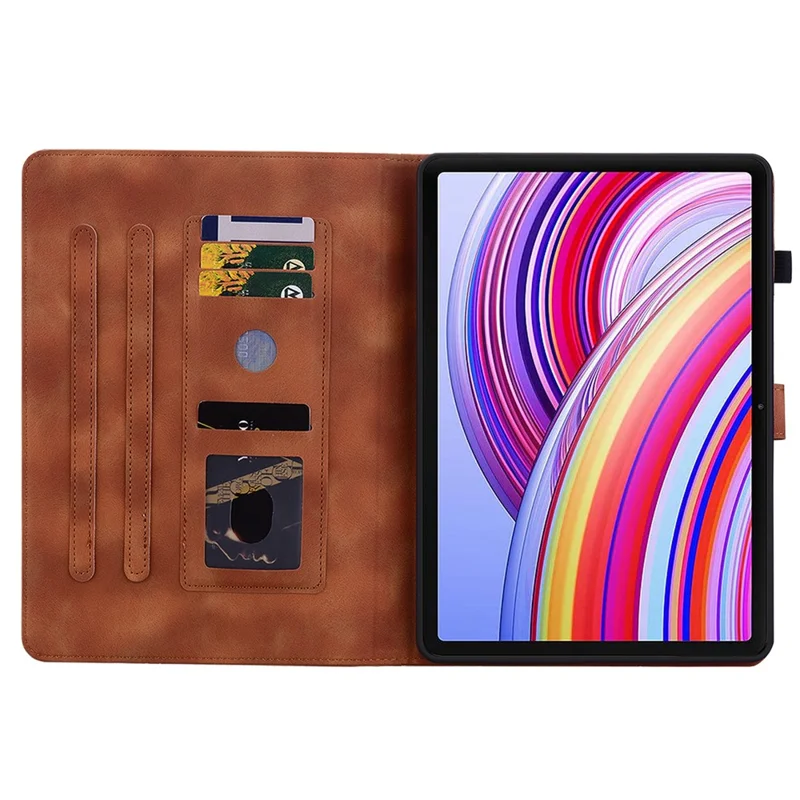 For Xiaomi Redmi Pad Pro / Redmi Pad Pro 5G / Poco Pad Shockproof Case Lily Flower Imprint Leather Tablet Cover - Brown