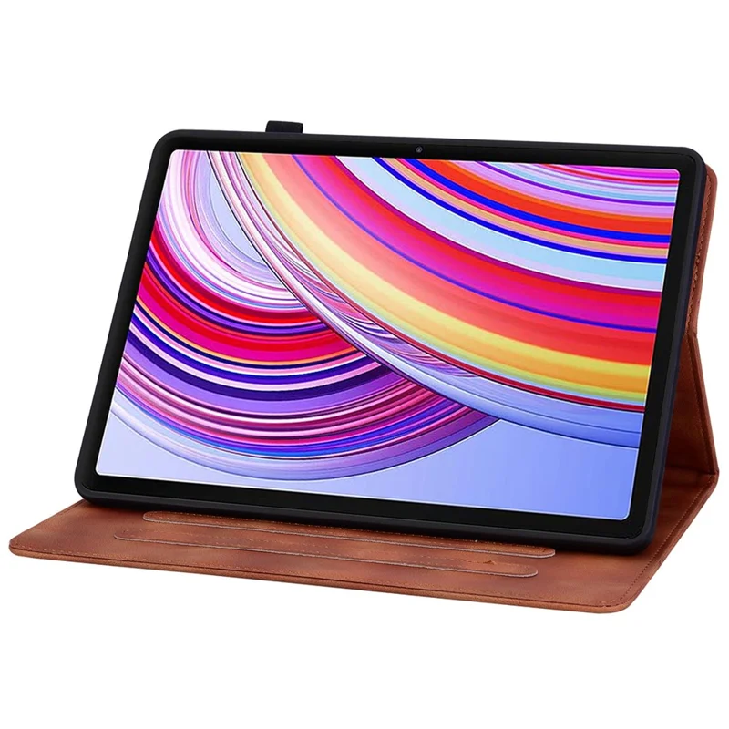 For Xiaomi Redmi Pad Pro / Redmi Pad Pro 5G / Poco Pad Shockproof Case Lily Flower Imprint Leather Tablet Cover - Brown