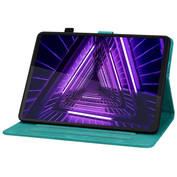 Für Lenovo Tab M10 Plus TB-X606F / TB-X606X Hülle PU-Leder Lilie Blumen Muster Ständer Tablet Abdeckung - Grün