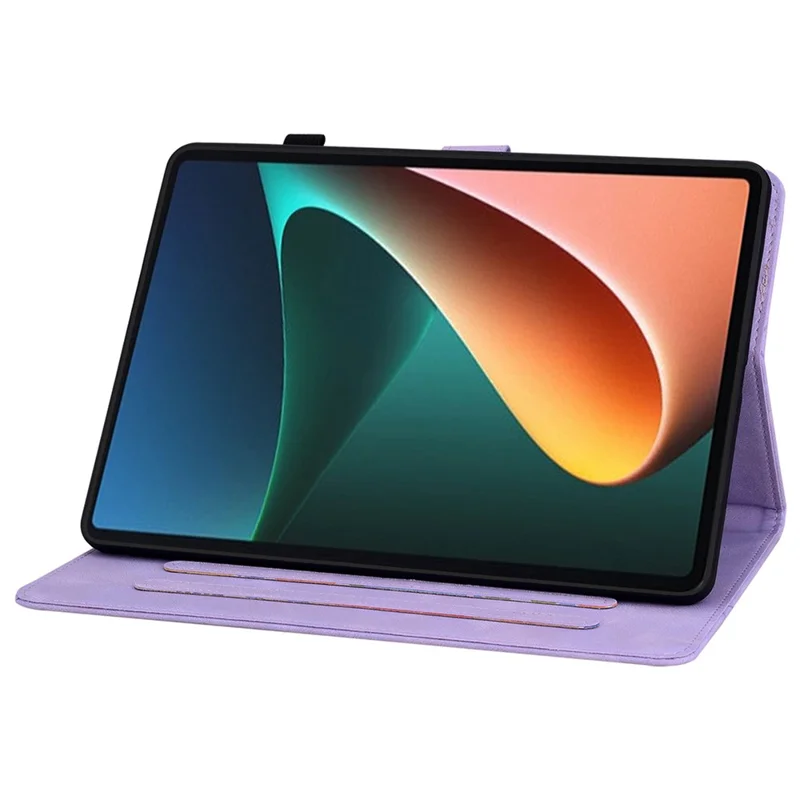 For Xiaomi Pad 5 / Pad 5 Pro Case Lily Flower Imprint PU Leather Stand Tablet Shell - Purple