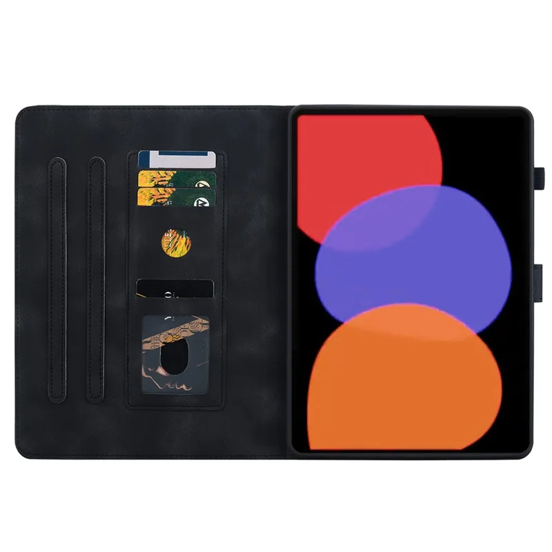 For Xiaomi Pad 6 / Pad 6 Pro Case Stand PU Leather Card Holder Tablet Cover Lily Flower Design - Black