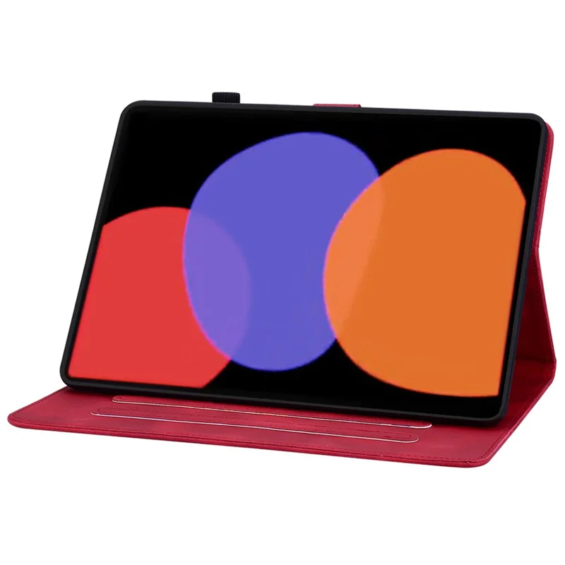 For Xiaomi Pad 6 / Pad 6 Pro Case Stand PU Leather Card Holder Tablet Cover Lily Flower Design - Red
