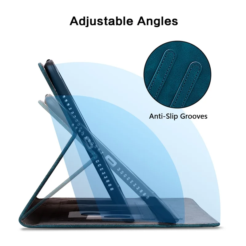 For Nokia T20 Case PU Leather Lily Flower Imprinted Folio Stand Protective Cover - Blue