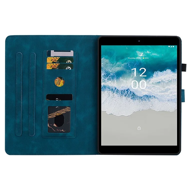 Case para Nokia T10 Lily Flower PU Leather Pencil Holder Fecho Magnético Tablet Cover - Azul