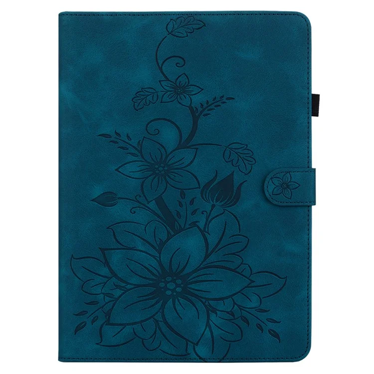 Case para Nokia T10 Lily Flower PU Leather Pencil Holder Fecho Magnético Tablet Cover - Azul