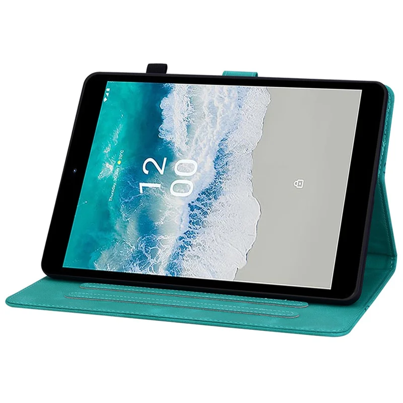 For Nokia T10 Case Lily Flower PU Leather Pencil Holder Magnetic Clasp Tablet Cover - Green