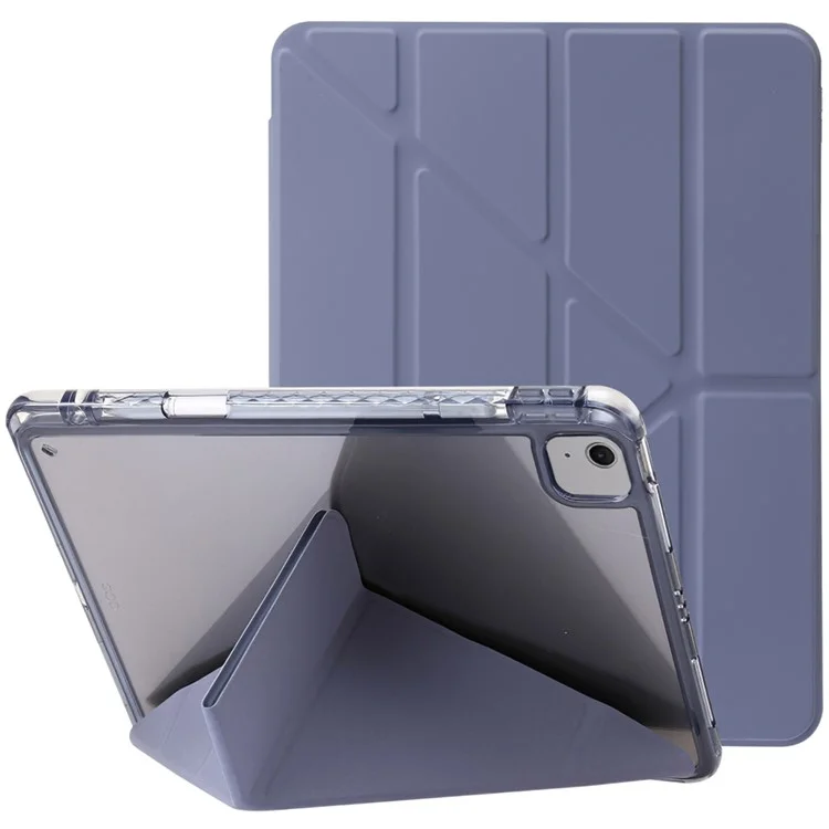 Para iPad Air 13 (2024) Cubierta de Cuero PU Soporte Plegable Origami Funda Transparente para Tableta - Lavanda Púrpura