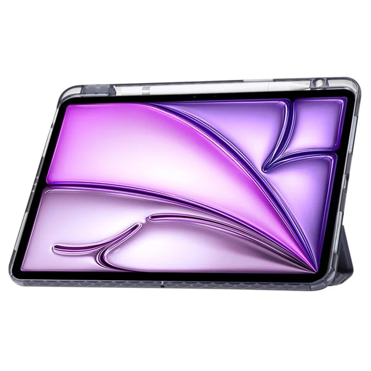 Para iPad Air 13 (2024) Cubierta de Cuero PU Soporte Plegable Origami Funda Transparente para Tableta - Lavanda Púrpura
