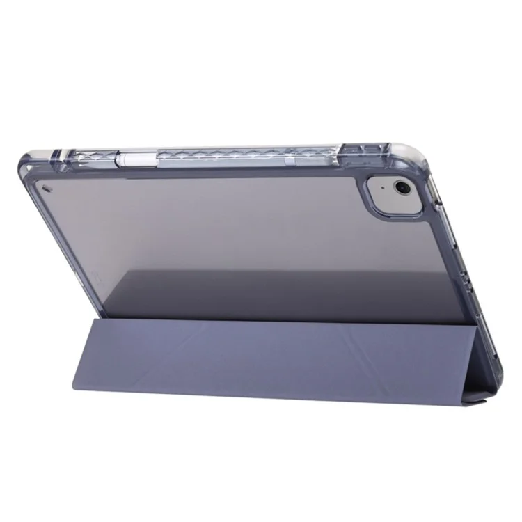 Para iPad Air 13 (2024) Cubierta de Cuero PU Soporte Plegable Origami Funda Transparente para Tableta - Lavanda Púrpura