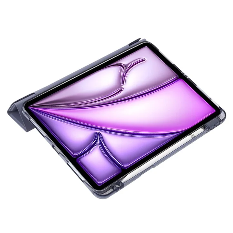 Para iPad Air 13 (2024) Cubierta de Cuero PU Soporte Plegable Origami Funda Transparente para Tableta - Lavanda Púrpura