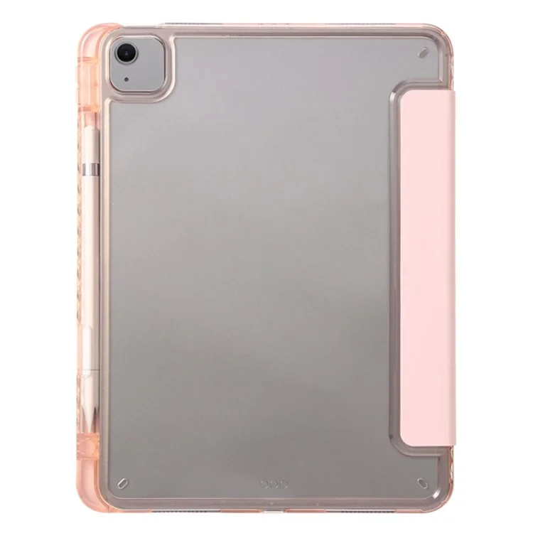 For iPad Air 11 (2025) / (2024) Case TPU+PU Leather+Arcylic Tablet Cover Tri-Fold Stand Tablet Protector - Pink