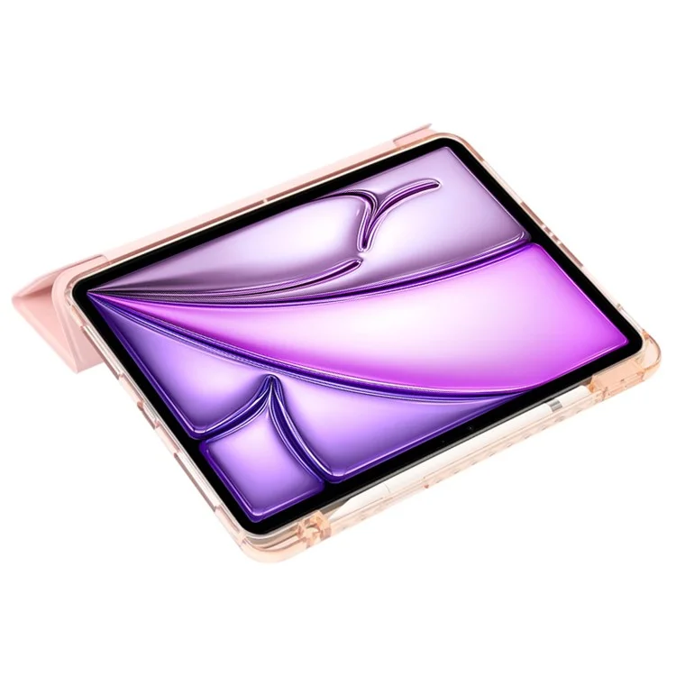 Para iPad Air 13 (2024) Capa Tri-fold Stand Acrylic Back PU Leather Anti Fall Tablet Cover - Preto