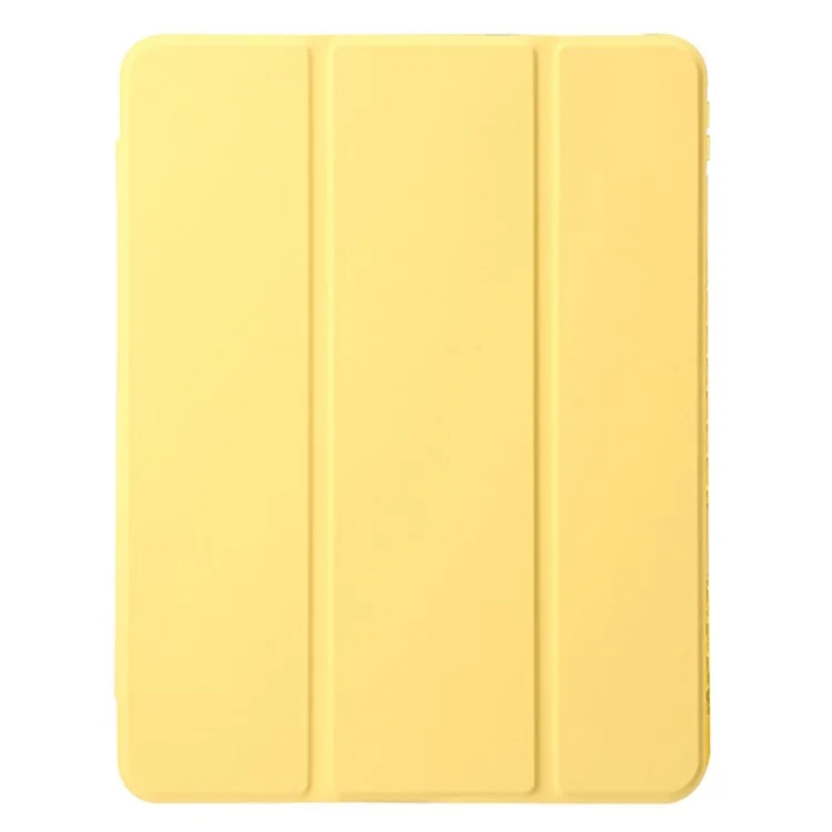 For iPad Air 13 (2025) / (2024) Case Tri-Fold Stand Acrylic Back PU Leather Anti Fall Tablet Cover - Yellow