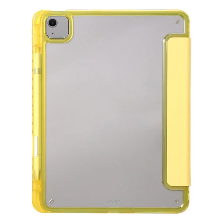 For iPad Air 13 (2025) / (2024) Case Tri-Fold Stand Acrylic Back PU Leather Anti Fall Tablet Cover - Yellow