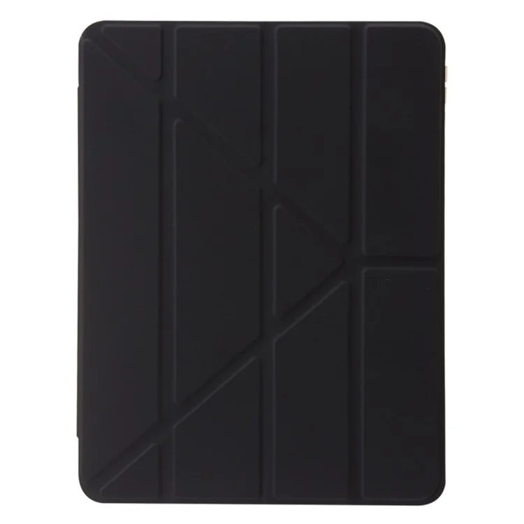Para iPad Air 11 (2024) Case PU Leather Origami Stand See-through Tablet Cover - Preto