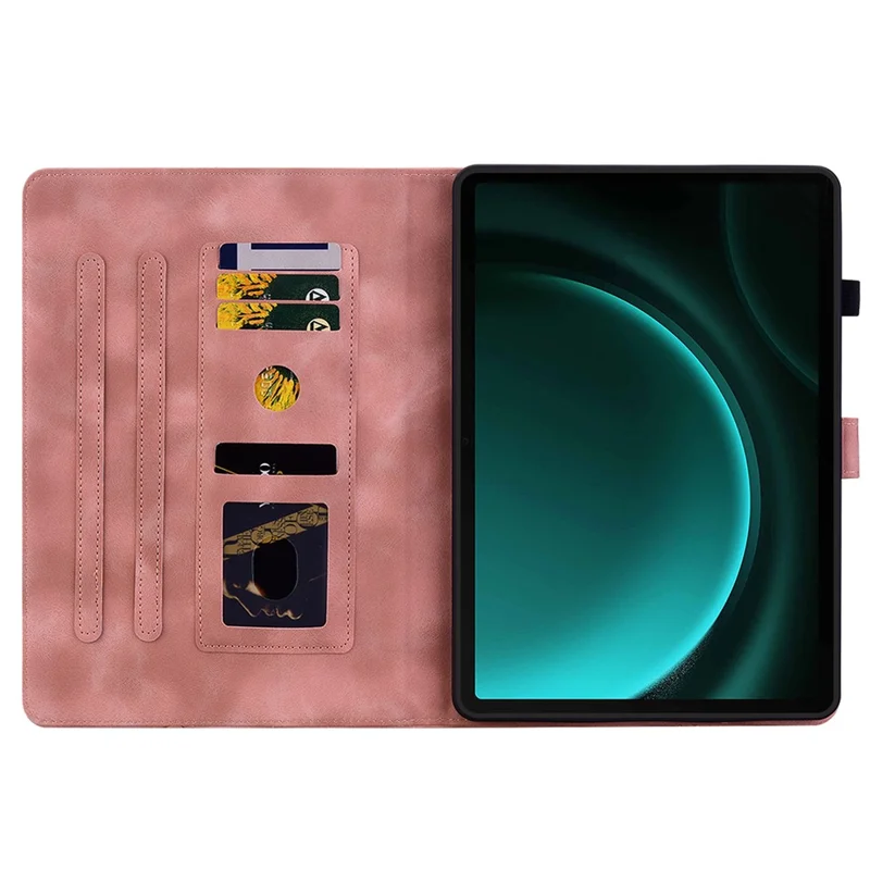 Für Samsung Galaxy Tab S9 FE Lederhülle Lilyblumen-Muster Schutzabdeckung - Pink