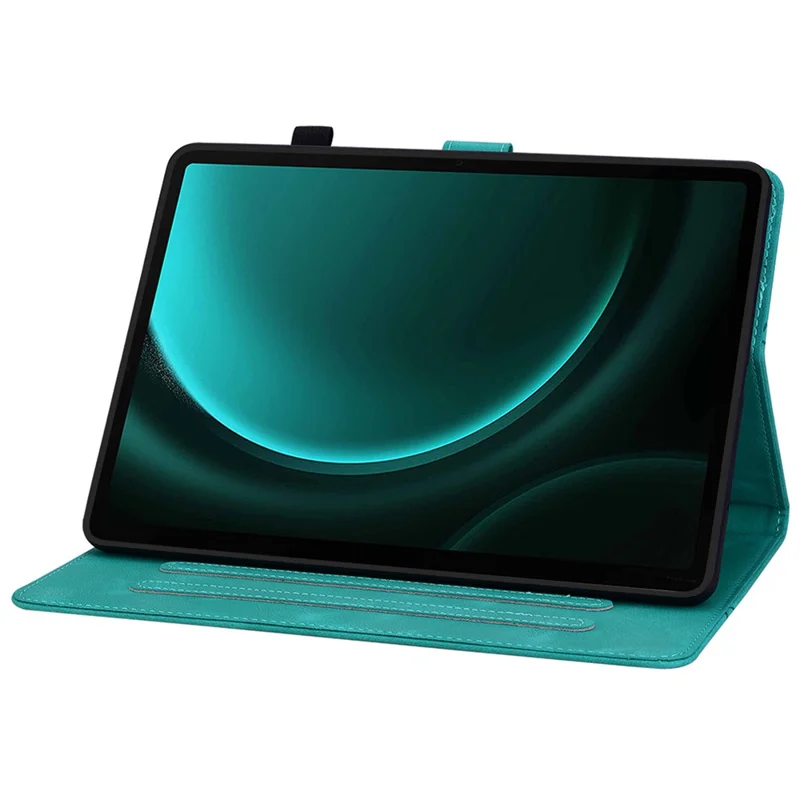 Etui skórzane z wzorem lilii na tablet Samsung Galaxy Tab S10 Lite / S10 FE / S9 FE, z funkcją podpórki, chroniące pokrycie - zielone