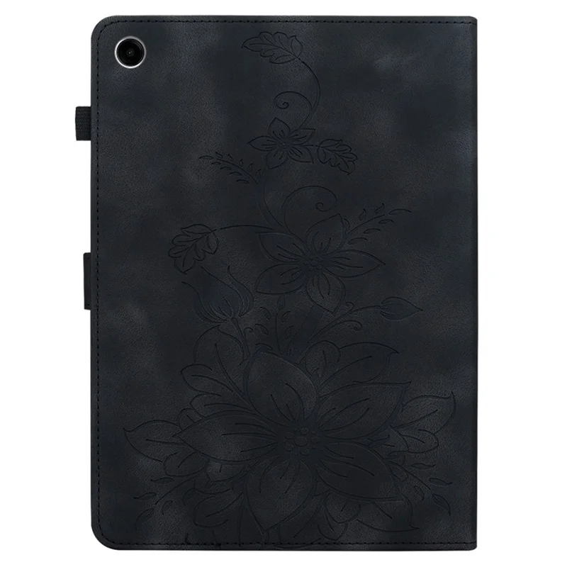 For Samsung Galaxy Tab A9+ Case with Card Slots Anti-Drop Imprint PU Leather Tablet Cases - Black