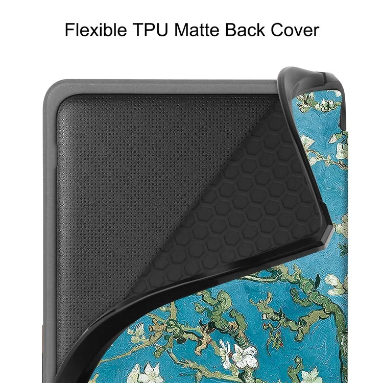 Für Kobo Libra Farbfall Automatischer Schlaf / Wach Muster Druck E-Reader Cover - Aprikoseblüte