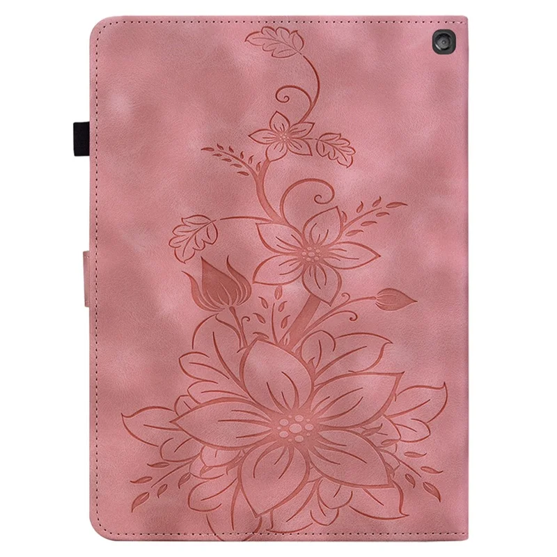 For Amazon Fire HD 10 (2023) Case with Card Slots Leather Tablet Cover Lily Flower - Pink