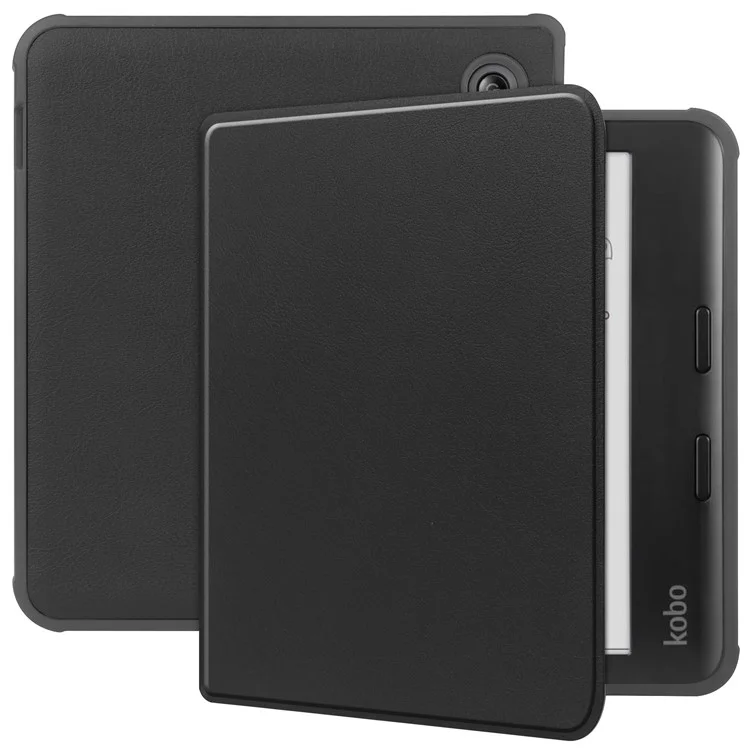 Für Kobo Libra Colour Case PU Leder + TPU E-Reader Hülle mit Unterstützung für automatisches Aufwachen / Schlafen - Schwarz