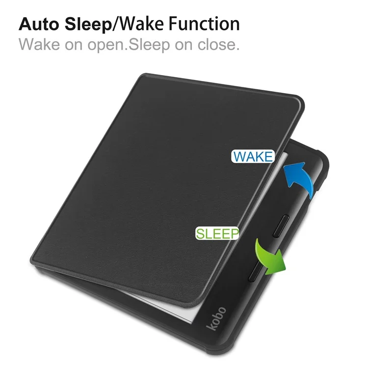 Für Kobo Libra Colour Case PU Leder + TPU E-Reader Hülle mit Unterstützung für automatisches Aufwachen / Schlafen - Schwarz