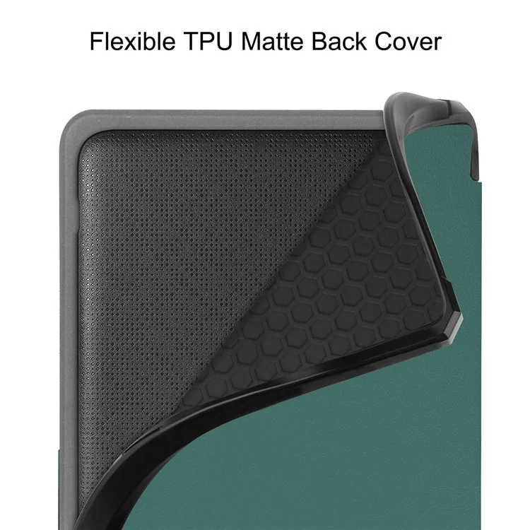 For Kobo Libra Colour Case PU Leather + TPU E-Reader Cover Support Auto Wake / Sleep - Blackish Green