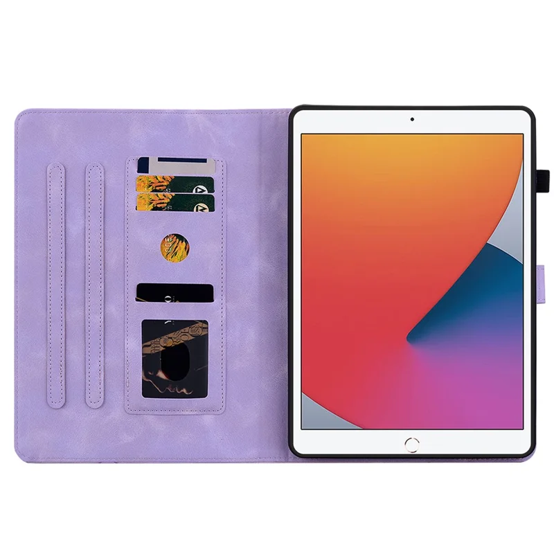Защитный чехол для iPad 10.2 (2021) / (2019) / (2020) Anti-Drop Imprint PU Leather Tablet Cover - Фиолетовый