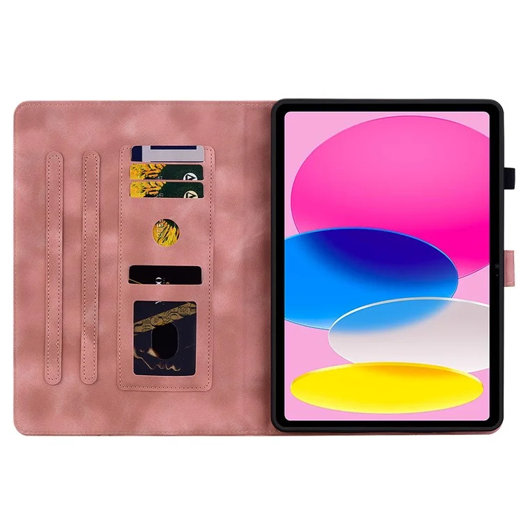 Für iPad 10.9 (2022) Stand Case Lily Flower Imprinted Leather Drop-Resistant Protective Cover - Pink