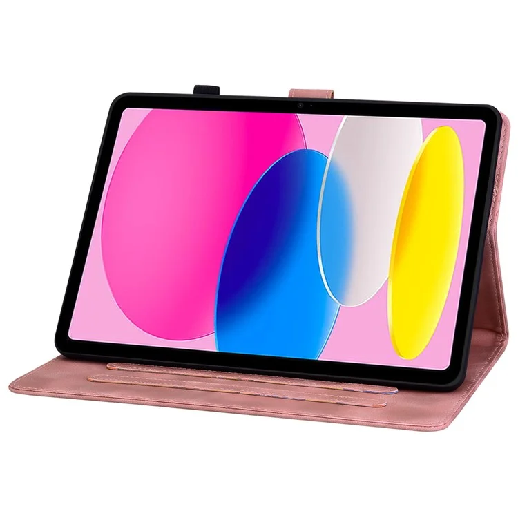Für iPad 10.9 (2022) Stand Case Lily Flower Imprinted Leather Drop-Resistant Protective Cover - Pink