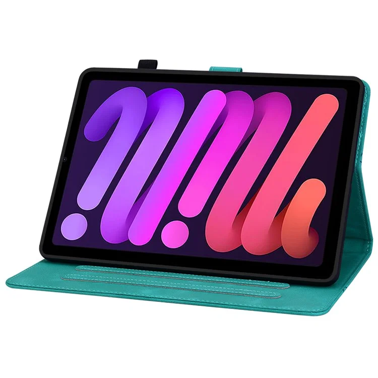 Für iPad mini (2024) / mini (2021) Case Lily Flower Design PU Leder Stehen Tablet Abdeckung - Grün