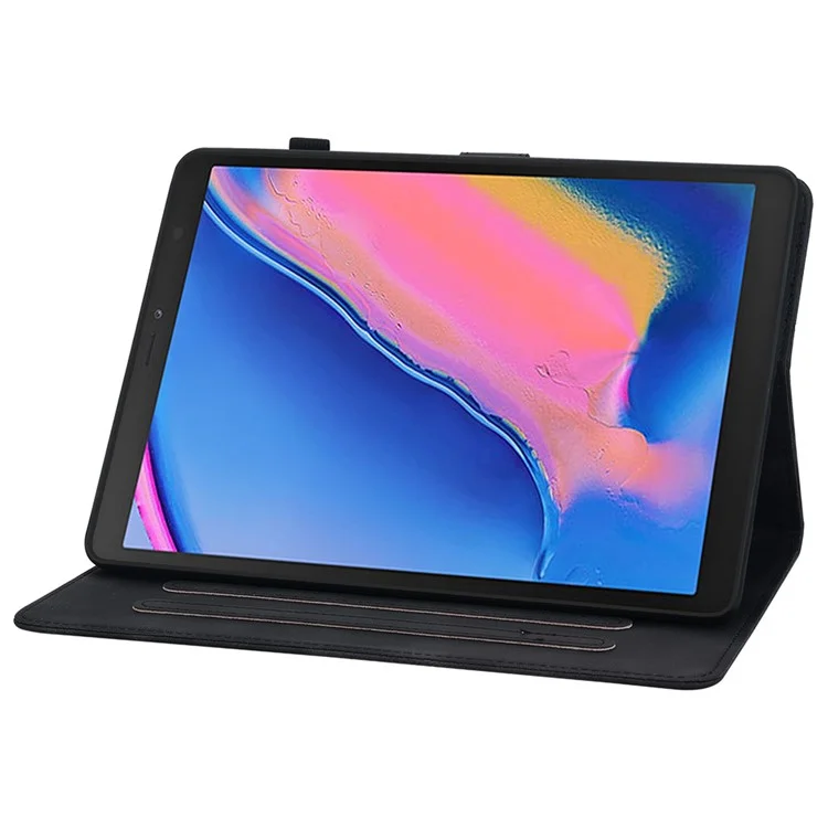 Für Samsung Galaxy Tab A 8.0 (2019) SM-T290 (Wi-Fi) / SM-T295 (LTE) / SM-T297 Hülle Blumen-Prägung PU-Leder Tablet-Hülle - Schwarz