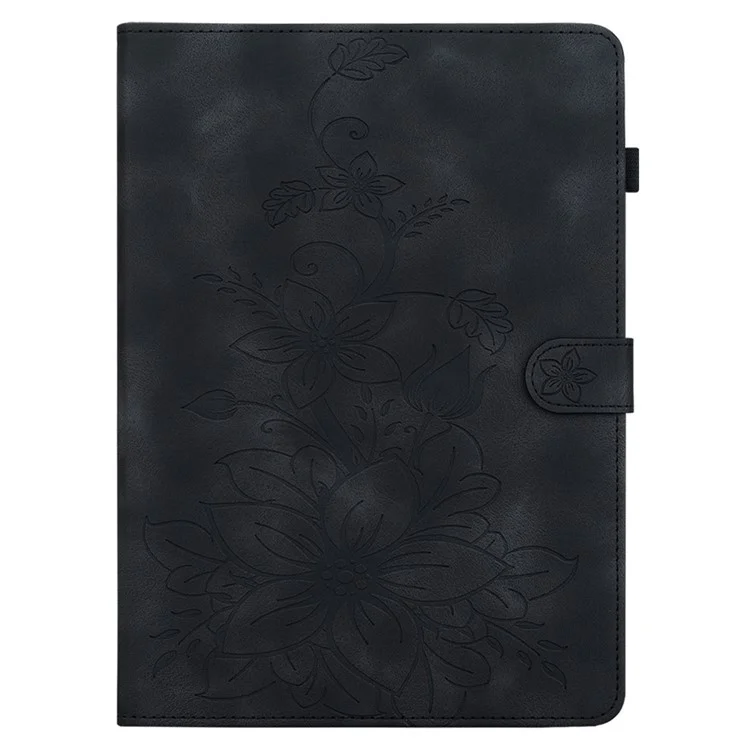 Für Samsung Galaxy Tab A 8.0 (2019) SM-T290 (Wi-Fi) / SM-T295 (LTE) / SM-T297 Hülle Blumen-Prägung PU-Leder Tablet-Hülle - Schwarz