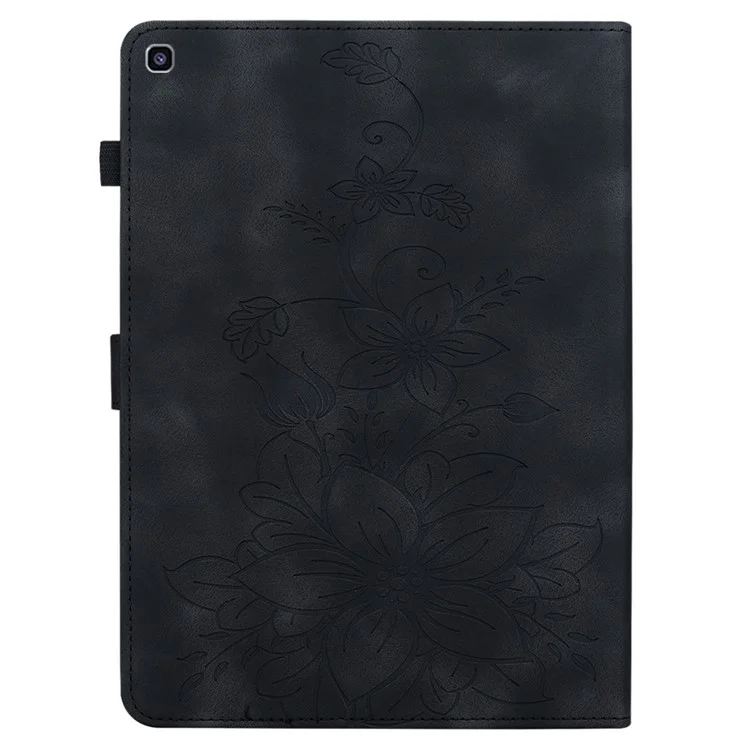 Für Samsung Galaxy Tab A 8.0 (2019) SM-T290 (Wi-Fi) / SM-T295 (LTE) / SM-T297 Hülle Blumen-Prägung PU-Leder Tablet-Hülle - Schwarz