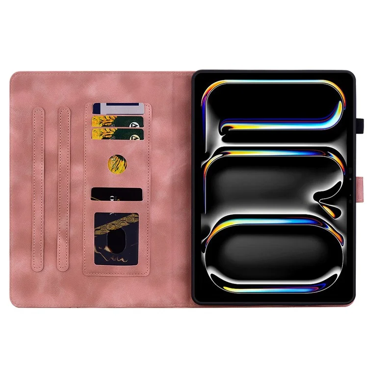 Für iPad Pro 11 (2024) Hülle Lilie Blumen Design PU Leder Fallschutz Tablet Hülle - Pink