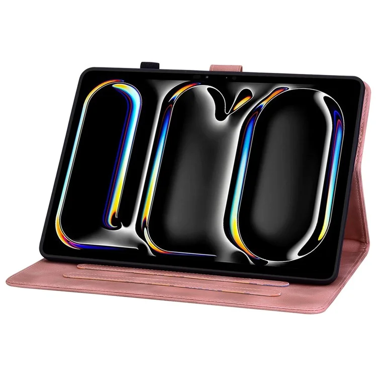 Für iPad Pro 11 (2024) Hülle Lilie Blumen Design PU Leder Fallschutz Tablet Hülle - Pink